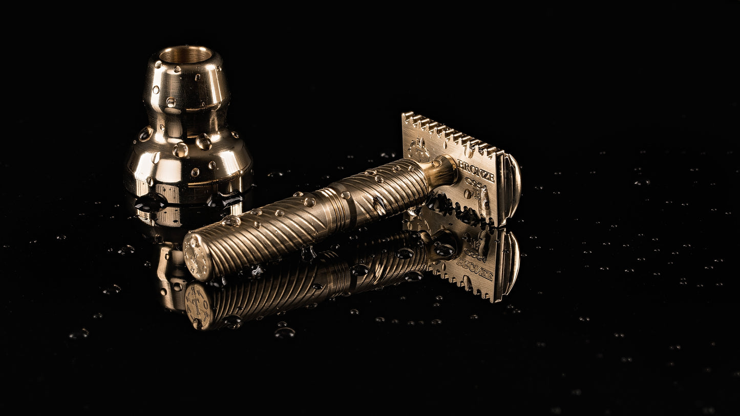 TRBR38: BRONZE SOLID BAR Double Edge Safety Razor: .38 mm blade gap