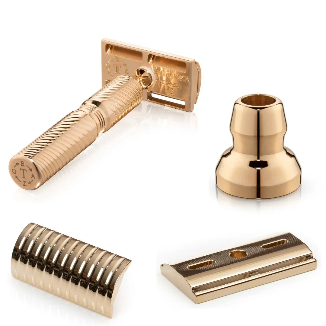 TRBR38: BRONZE SOLID BAR Double Edge Safety Razor: .38 mm blade gap