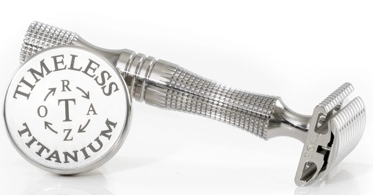 Titanium Handle Razor TRH8: TITANIUM CROWN Double Edge Safety Razor Handle: 90 mm x 14 mm ...